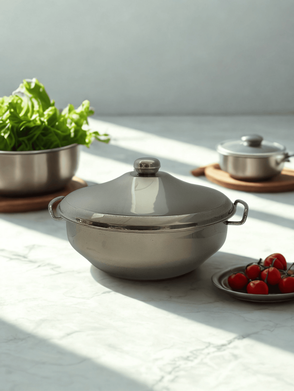 Alpha Stainless Steel Karahi Pot (Steel Lid)