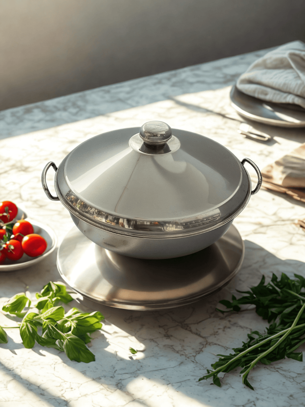 Alpha Stainless Steel Karahi Pot (Steel Lid)