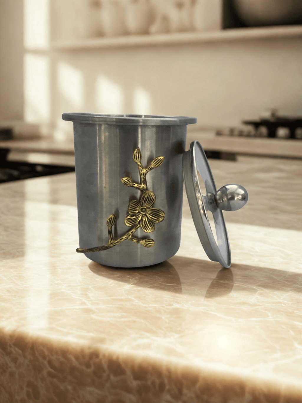 Stainless Steel Jaar Flora Glass Lid Air tight